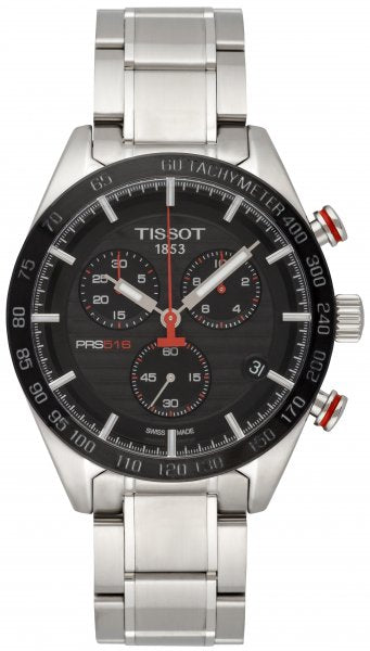 Tissot T Sport PRS 516 Chronograph Black Dial Silver Steel Strap Watch For Men - T100.417.11.051.01 Buy Now By Tissot
