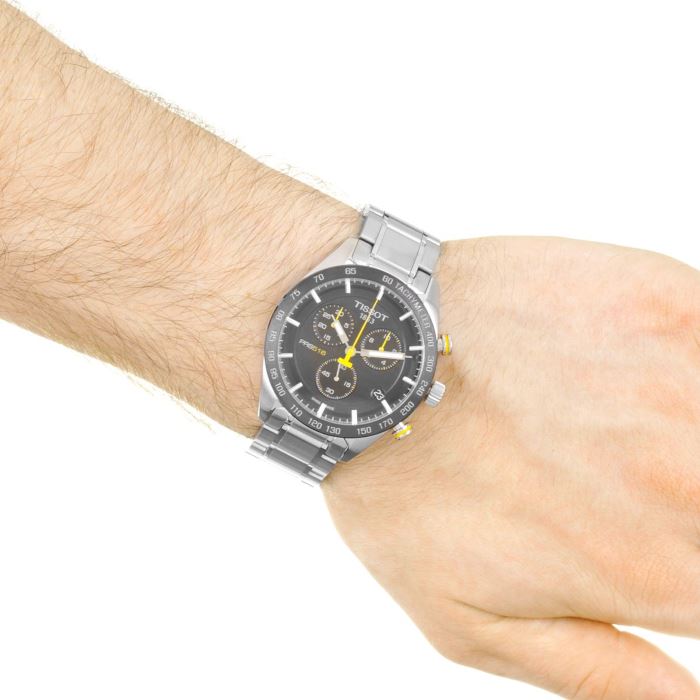 Tissot PRS 516 Chronograph Black Dial Silver Steel Strap Watch For Men - T100.417.11.051.00 Buy Now By Tissot