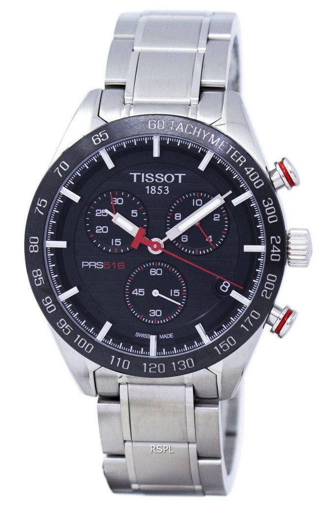 Tissot T Sport PRS 516 Chronograph Black Dial Silver Steel Strap Watch For Men - T100.417.11.051.01 Buy Now By Tissot