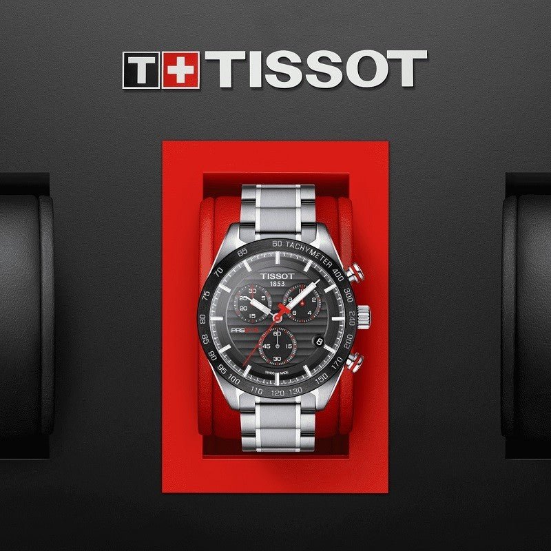 Tissot T Sport PRS 516 Chronograph Black Dial Silver Steel Strap Watch For Men - T100.417.11.051.01 Buy Now By Tissot