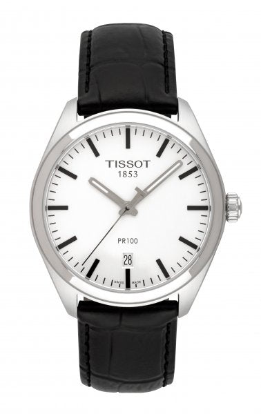 Tissot T Classic PR 100 White Dial Black Leather Strap Watch for Men - T101.410.16.031.00 Buy Now By Tissot
