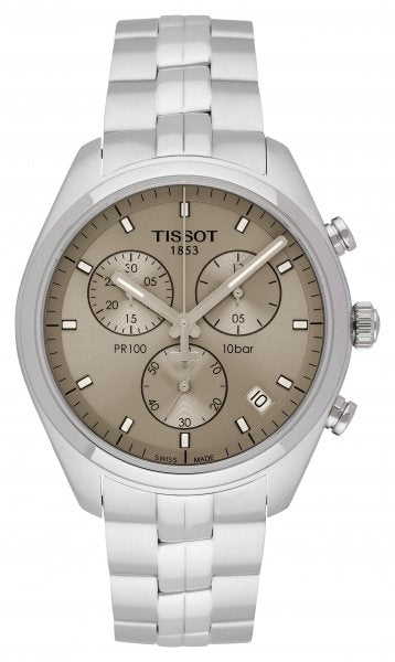 Tissot PR 100 Chronograph Grey Dial Silver Steel Strap Watch for Men - T101.417.11.071.00 Buy Now By Tissot