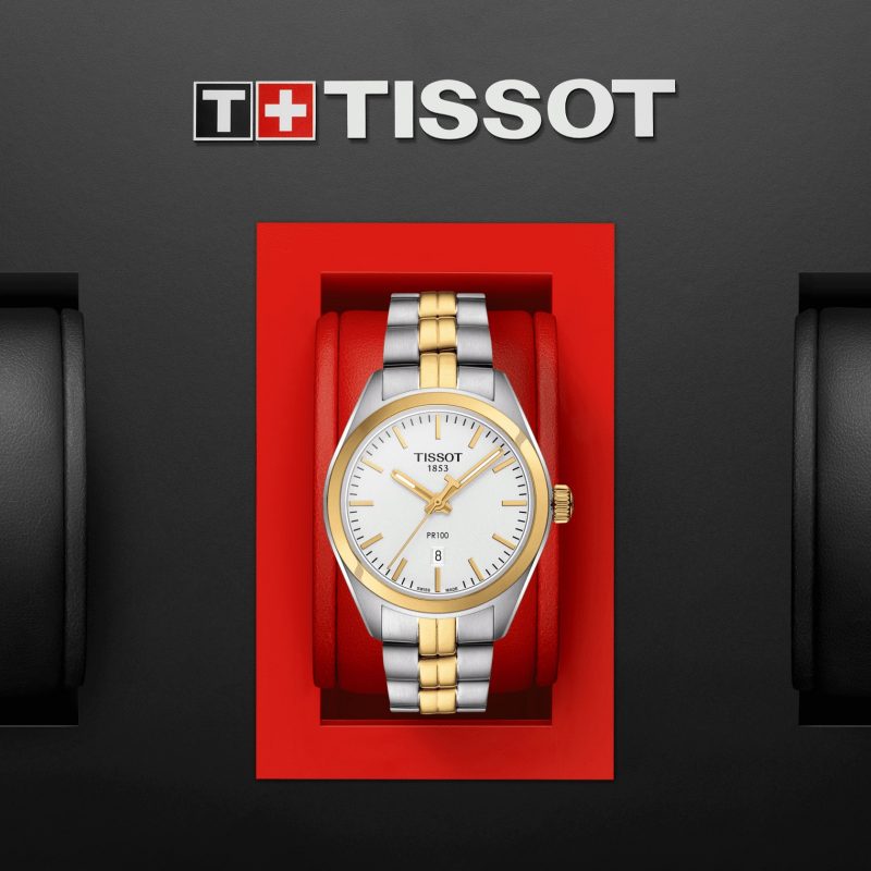 Tissot T Classic PR 100 Sport Chic White Dial Two Tone Steel Strap Watch For Women - T101.210.22.031.00 Buy Now By Tissot