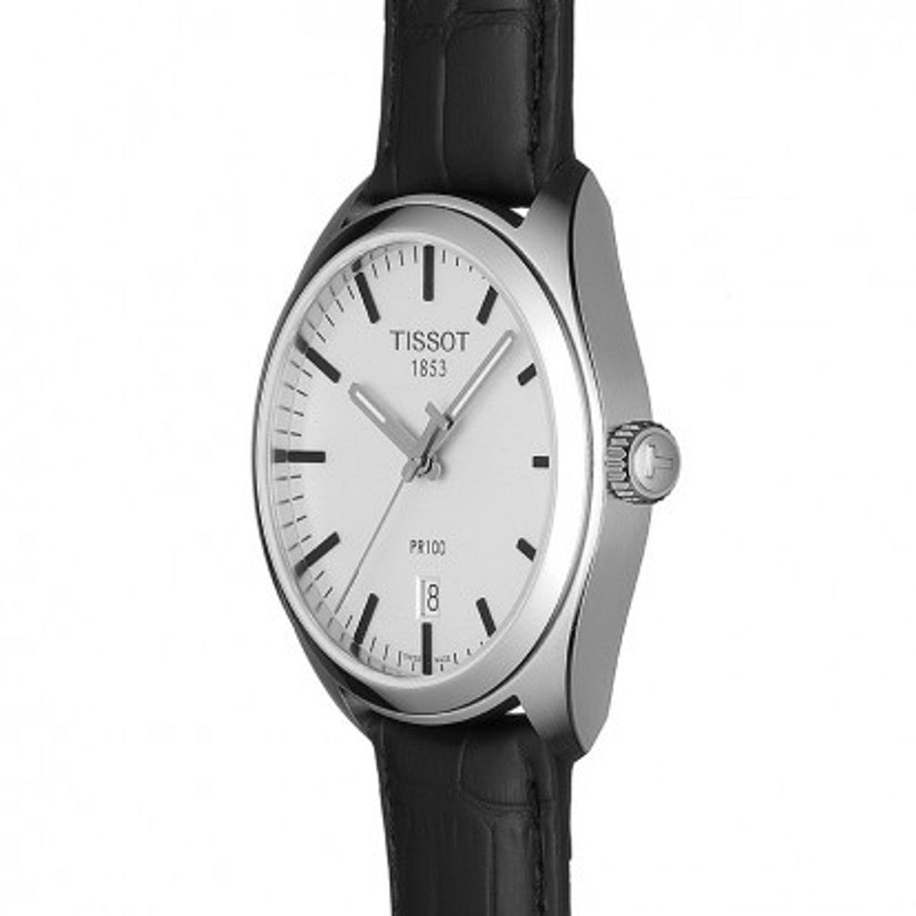 Tissot T Classic PR 100 White Dial Black Leather Strap Watch for Men - T101.410.16.031.00 Buy Now By Tissot
