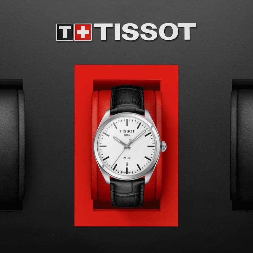 Tissot T Classic PR 100 White Dial Black Leather Strap Watch for Men - T101.410.16.031.00 Buy Now By Tissot