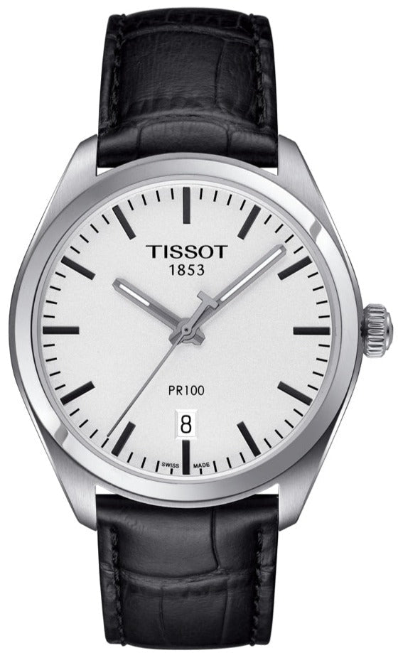 Tissot T Classic PR 100 White Dial Black Leather Strap Watch for Men - T101.410.16.031.00 Buy Now By Tissot