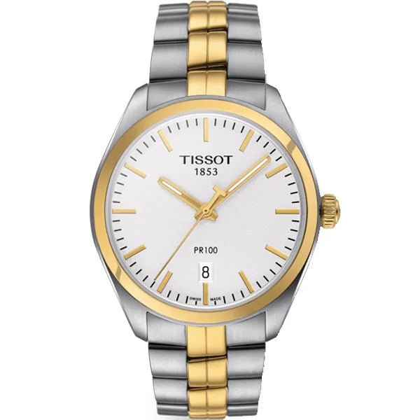 Tissot T Classic PR 100 White Dial Two Tone Steel Strap Watch for Men - T101.410.22.031.00 Buy Now By Tissot