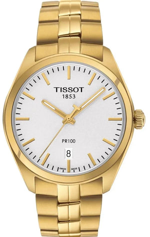 Tissot T Classic PR 100 Quartz White Dial Gold Steel Strap Watch for Men - T101.410.33.031.00 Buy Now By Tissot