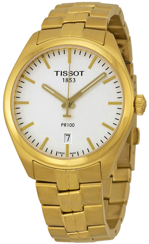 Tissot T Classic PR 100 Quartz White Dial Gold Steel Strap Watch for Men - T101.410.33.031.00 Buy Now By Tissot