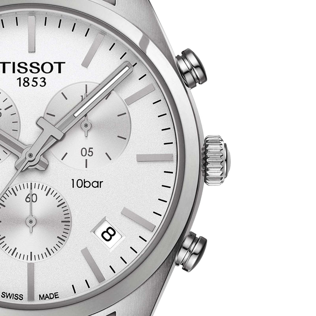 Tissot T Classic PR 100 Chronograph Silver Dial Silver Steel Strap Watch For Men - T101.417.11.031.00 Buy Now By Tissot