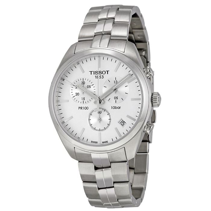 Tissot T Classic PR 100 Chronograph Silver Dial Silver Steel Strap Watch For Men - T101.417.11.031.00 Buy Now By Tissot