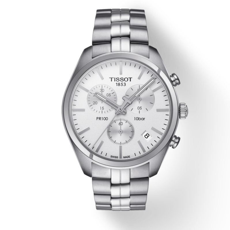 Tissot T Classic PR 100 Chronograph Silver Dial Silver Steel Strap Watch For Men - T101.417.11.031.00 Buy Now By Tissot