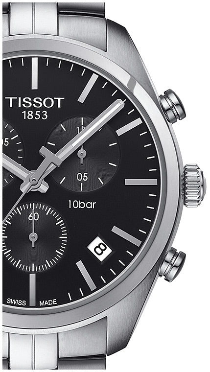 Tissot T Classic PR 100 Chronograph Black Dial Silver Steel Strap Watch for Men - T101.417.11.051.00 Buy Now By Tissot