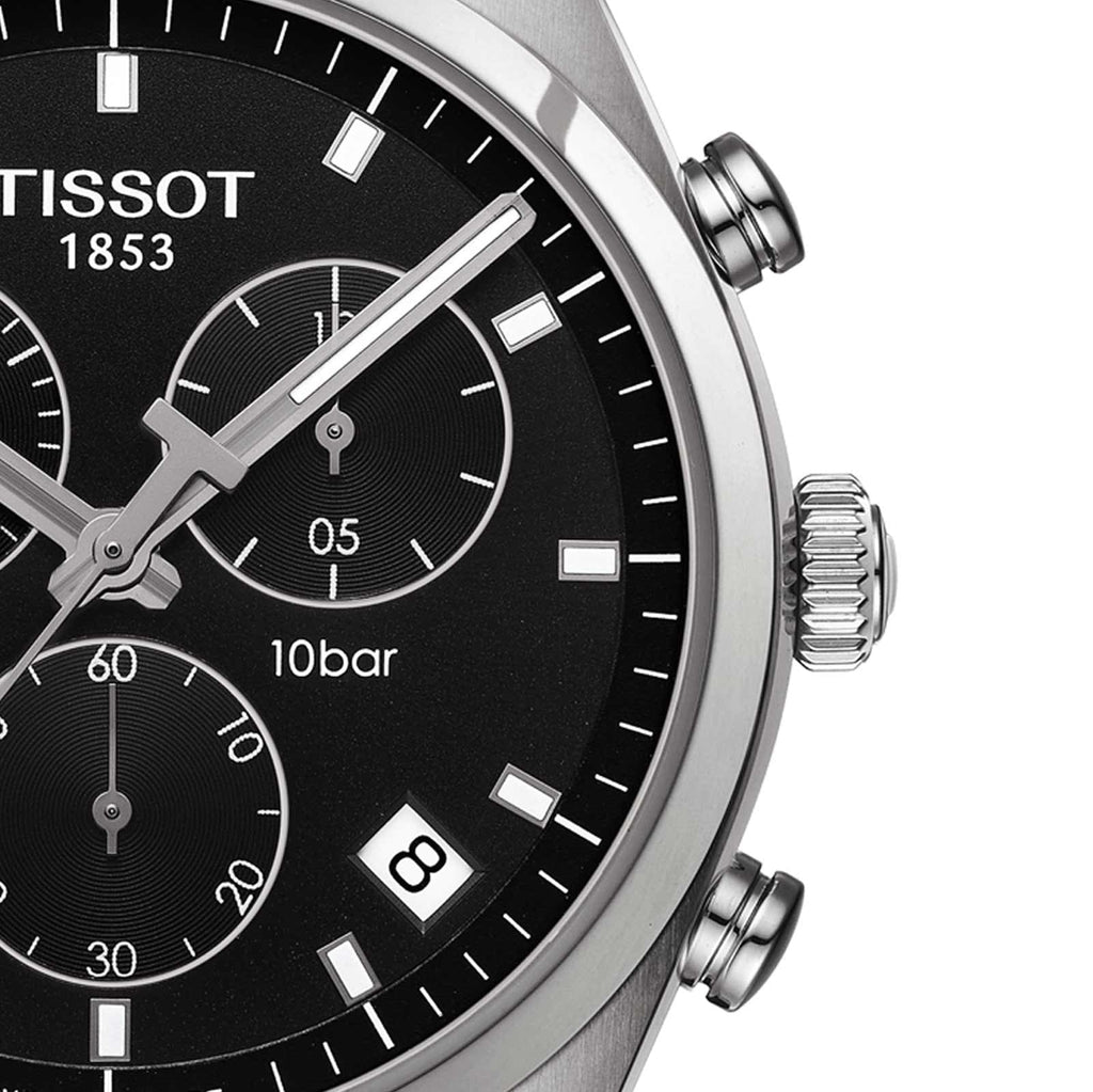 Tissot PR 100 Chronograph Black Dial Black Leather Strap Watch For Men - T101.417.16.051.00 Buy Now By Tissot