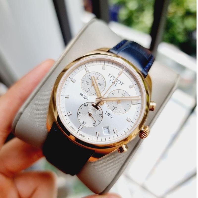 Tissot T Classic PR 100 Chronograph Silver Dial Black Leather Strap Watch for Men - T101.417.36.031.00 Buy Now By Tissot