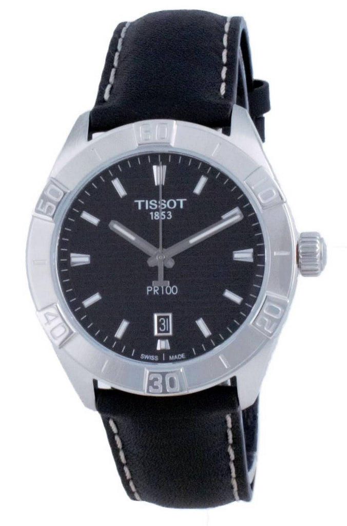 Tissot PR 100 Sport Quartz Black Dial Black Leather Strap Watch For Men - T101.610.16.051.00 Buy Now By Tissot