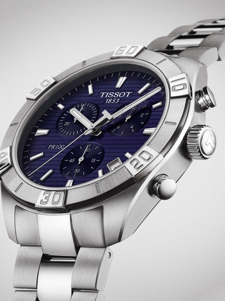Tissot PR 100 Sport Quartz Chronograph Blue Dial Silver Steel Strap Watch For Men - T101.617.11.041.00 Buy Now By Tissot