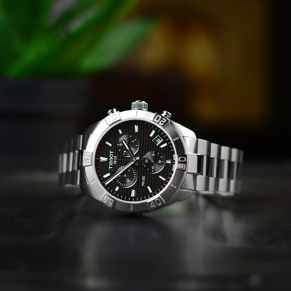 Tissot T Classic PR 100 Sport Chronograph Black Dial Silver Steel Strap Watch for Men - T101.617.11.051.00 Buy Now By Tissot