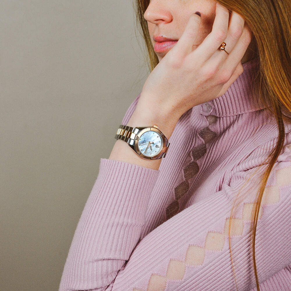 Tissot PR 100 Sport Chic Diamonds Mother of Pearl Dial Two Tone Steel Strap Watch for Women - T101.910.22.116.00 Buy Now By Tissot