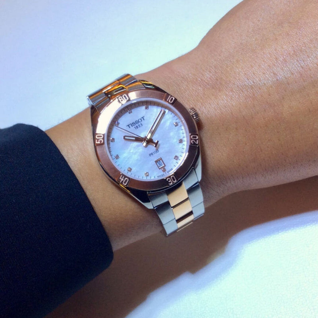 Tissot PR 100 Sport Chic Diamonds Mother of Pearl Dial Two Tone Steel Strap Watch for Women - T101.910.22.116.00 Buy Now By Tissot