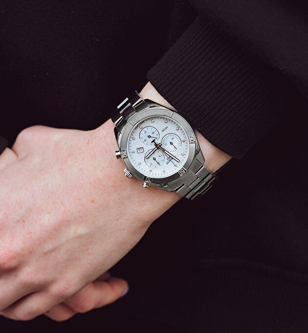 Tissot PR 100 Sport Chic Chronograph Silver Dial Silver Steel Strap Watch for Women - T101.917.11.031.00 Buy Now By Tissot