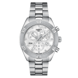 Tissot PR 100 Sport Chic Chronograph Diamonds Mother of Pearl Dial Silver Steel Strap Watch for Women - T101.917.11.116.00 Buy Now By Tissot