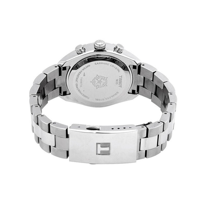 Tissot PR 100 Sport Chic Chronograph Diamonds Mother of Pearl Dial Silver Steel Strap Watch for Women - T101.917.11.116.00 Buy Now By Tissot