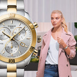 Tissot PR 100 Sport Chic Chronograph Silver Dial Two Tone Steel Strap Watch For Women - T101.917.22.031.00 Buy Now By Tissot