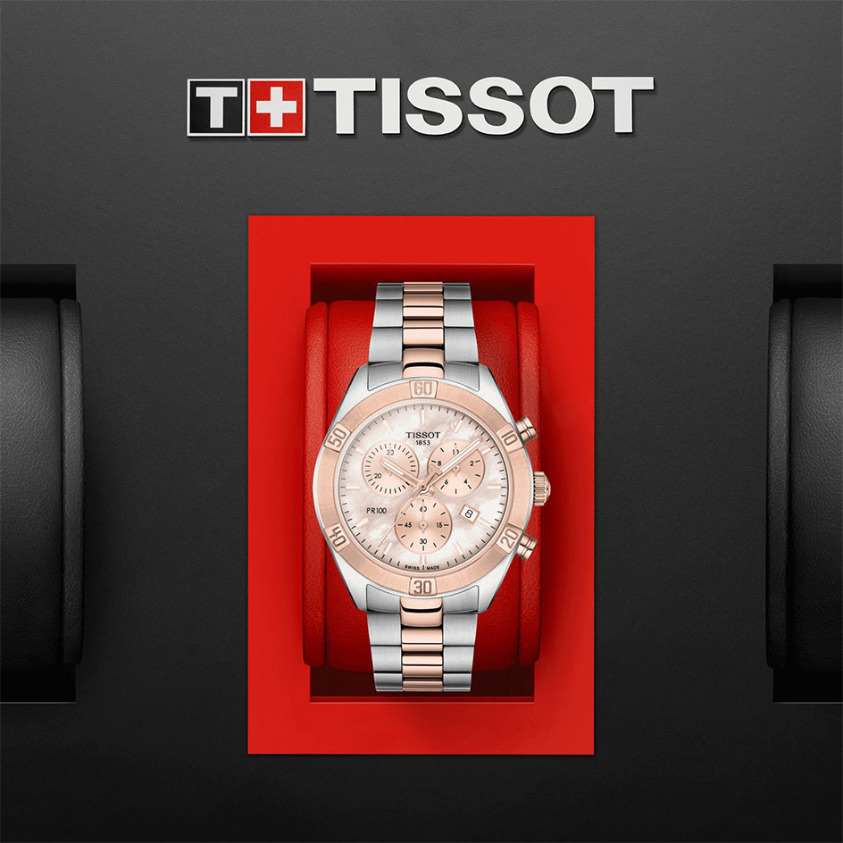 Tissot PR 100 Sport Chic Chronograph Mother of Pearl Dial Two Tone Steel Strap Watch for Women - T101.917.22.151.00 Buy Now By Tissot