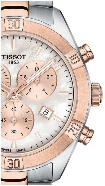 Tissot PR 100 Sport Chic Chronograph Mother of Pearl Dial Two Tone Steel Strap Watch for Women - T101.917.22.151.00 Buy Now By Tissot
