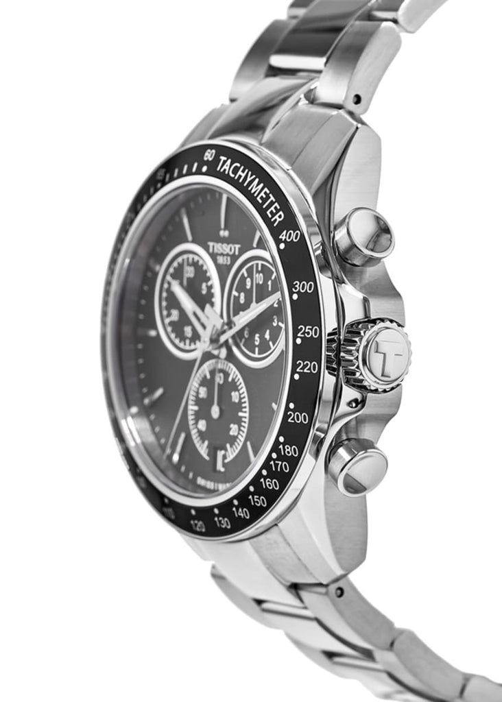 Tissot V8 Quartz Chronograph Black Dial Silver Steel Strap Watch For Men - T106.417.11.051.00 Buy Now By Tissot
