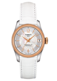 Tissot T-Classic Powermatic 80 Mother of Pearl Silver Dial White Leather Strap Watch For Women - T108.208.26.117.00 Buy Now By Tissot