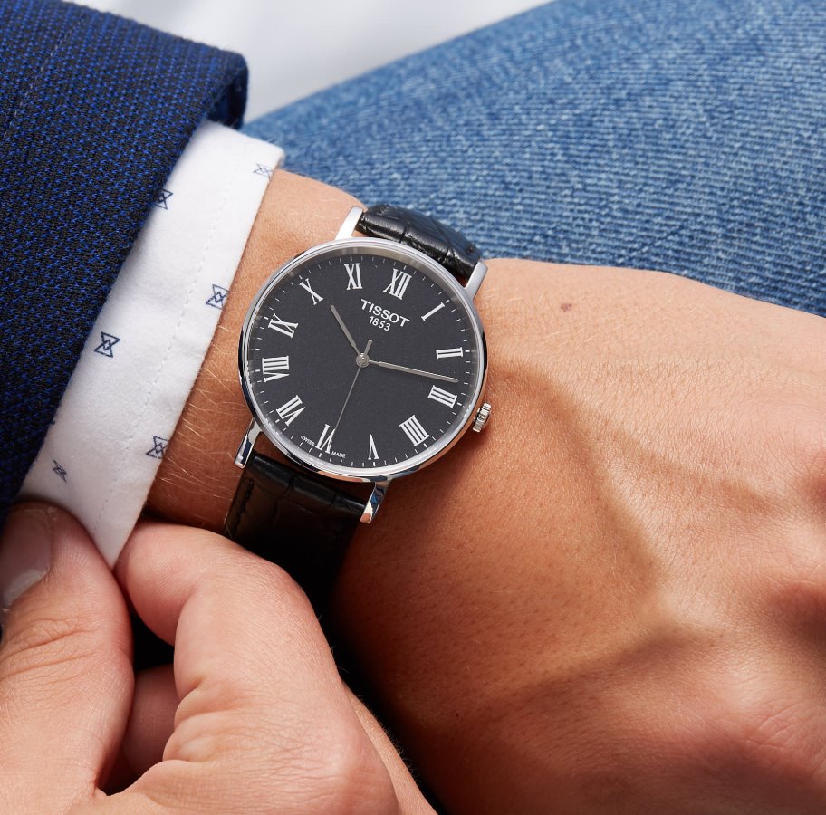 Tissot T Classic Dream Black Dial Black Leather Strap Watch for Men - T122.410.16.053.00 Buy Now By Tissot