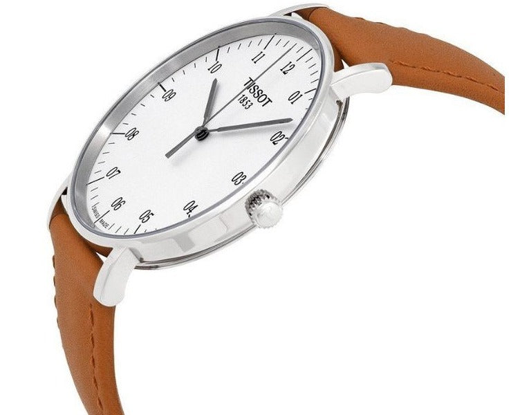 Tissot T Classic Everytime Large White Dial Brown Leather Strap Watch For Men - T109.610.16.037.00 Buy Now By Tissot
