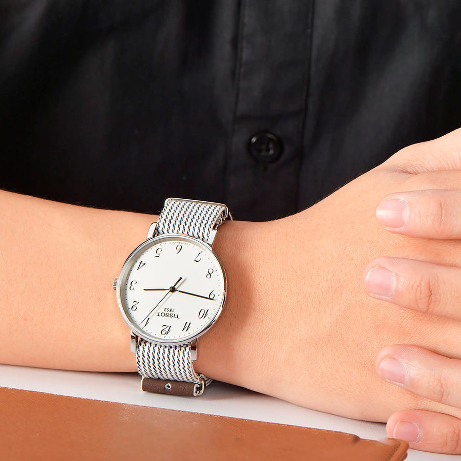 Tissot T Classic Everytime Medium White Dial Two Tone NATO Strap Watch for Women - T109.410.18.032.00 Buy Now By Tissot