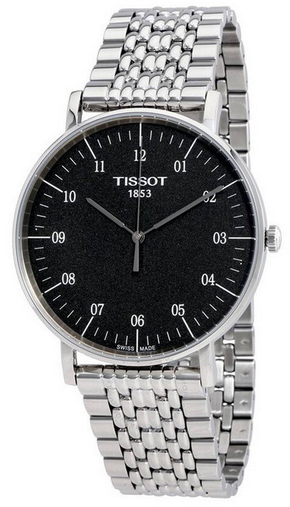 Tissot Everytime Large Black Dial Silver Mesh Bracelet Watch For Men - T109.610.11.077.00 Buy Now By Tissot