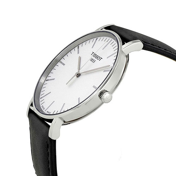 Tissot T Classic Everytime Large White Dial Black Leather Strap Watch For Men - T109.610.16.031.00 Buy Now By Tissot