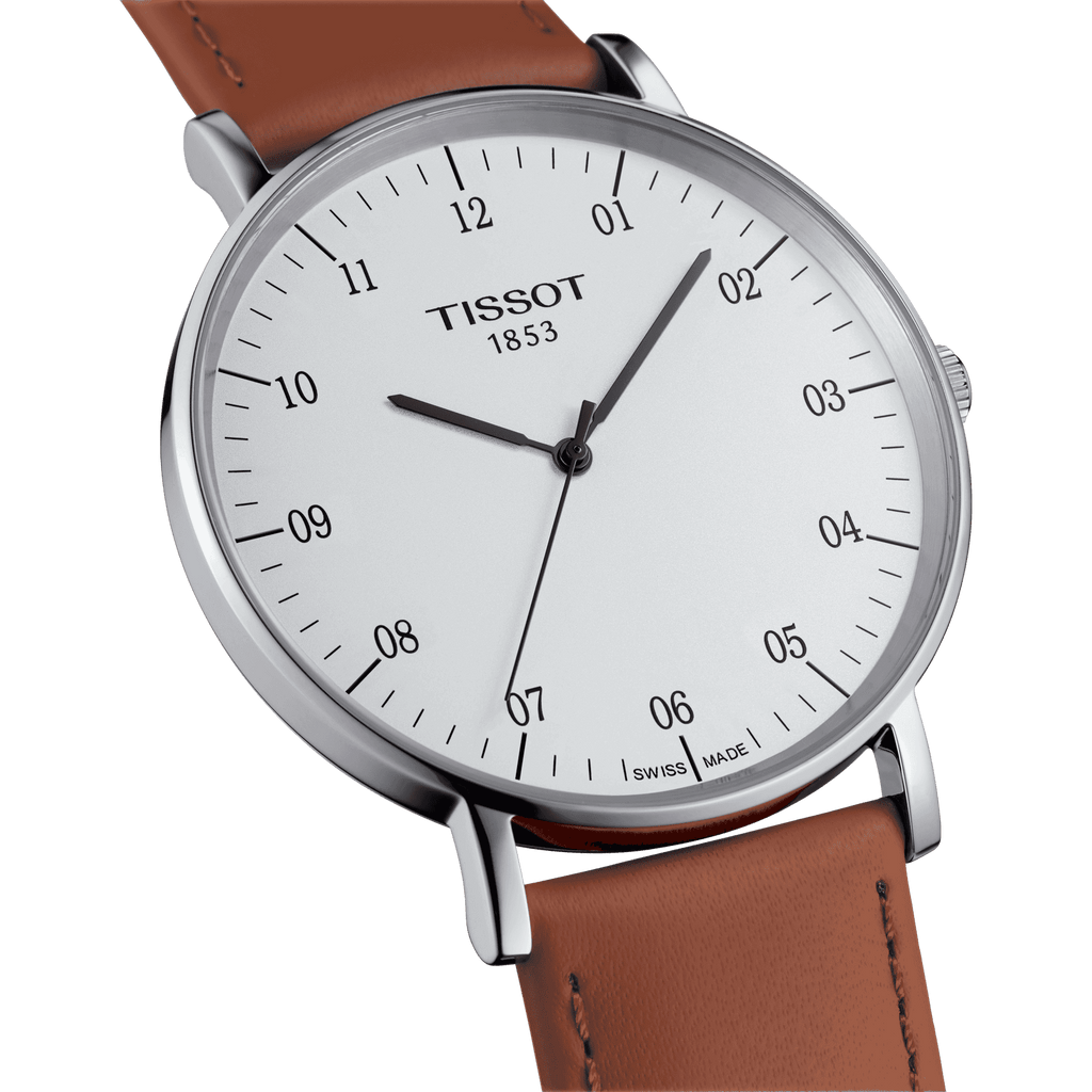 Tissot T Classic Everytime Large White Dial Brown Leather Strap Watch For Men - T109.610.16.037.00 Buy Now By Tissot