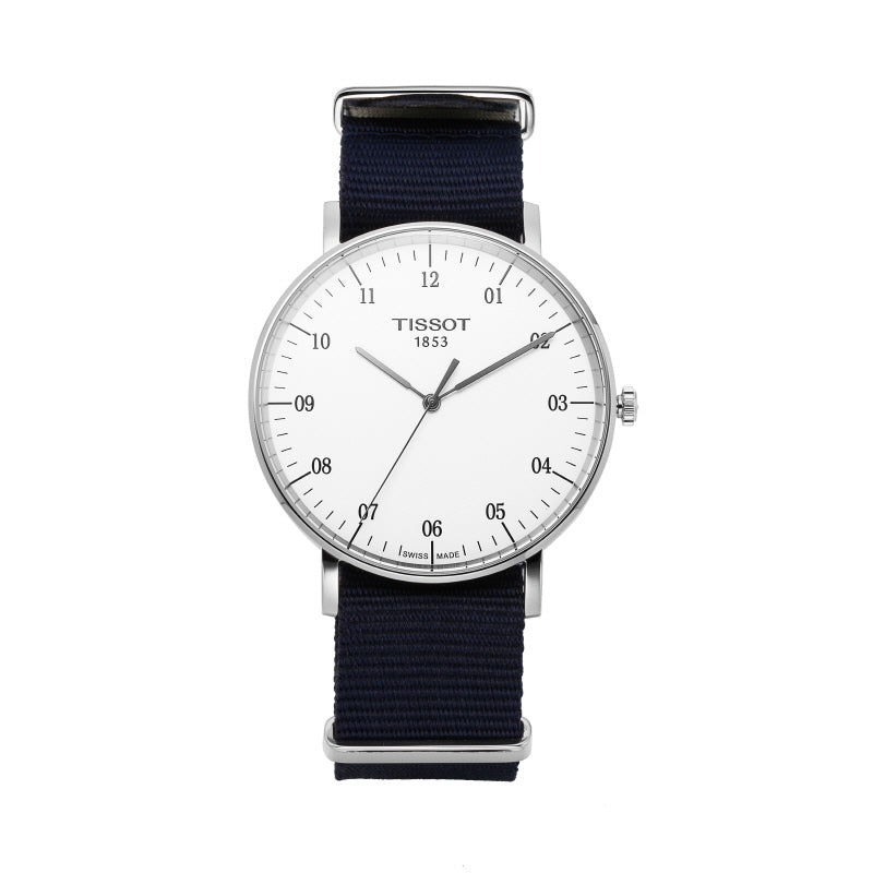 Tissot T Classic Everytime Large White Dial Blue NATO Strap Watch For Men - T109.610.17.037.00 Buy Now By Tissot