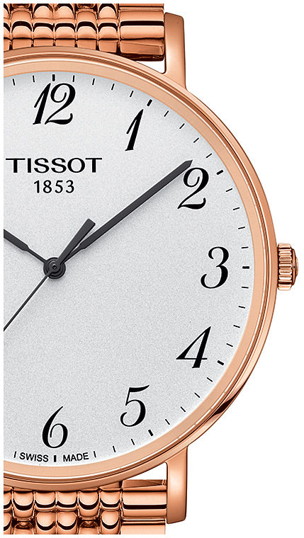 Tissot T Classic Everytime White Dial Rose Gold Mesh Bracelet Watch for Men - T109.610.33.032.00 Buy Now By Tissot
