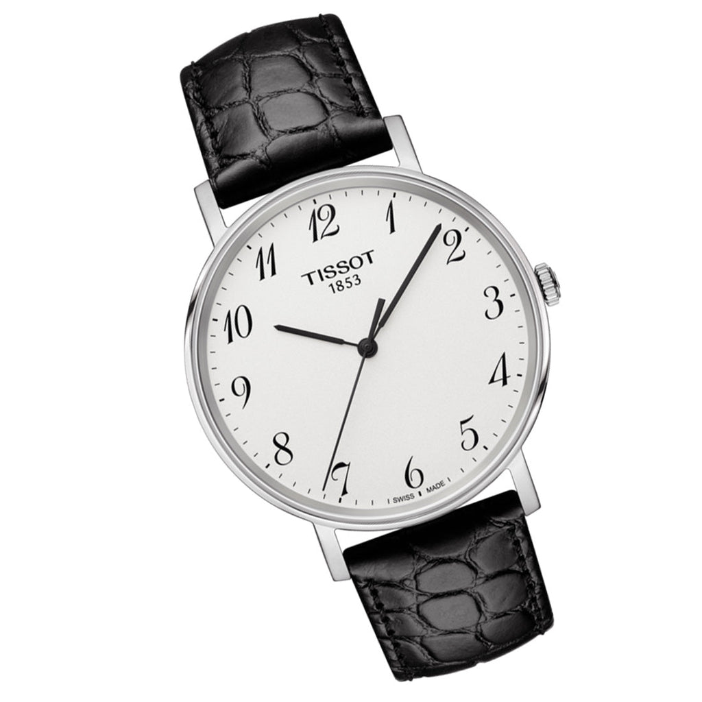 Tissot Everytime Desire Medium White Dial Black Leather Strap Watch For Men - T109.410.16.032.00 Buy Now By Tissot
