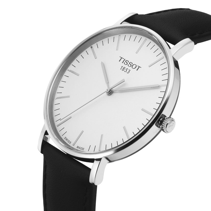 Tissot T Classic Everytime Large White Dial Black Leather Strap Watch For Men - T109.610.16.031.00 Buy Now By Tissot
