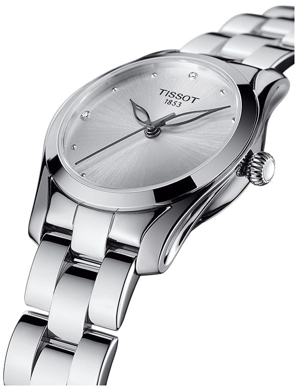 Tissot T Wave Diamonds White Dial Silver Steel Strap Watch For Women - T112.210.11.036.00 Buy Now By Tissot