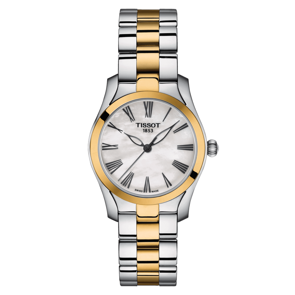 Tissot T Wave Quartz Mother of Pearl Dial Two Tone Steel Strap Watch for Women - T112.210.22.113.00 Buy Now By Tissot