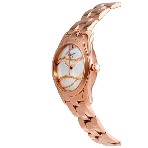 Tissot T Wave T Lady Mother of Pearl Dial Rose Gold Steel Strap Watch For Women - T112.210.33.111.00 Buy Now By Tissot