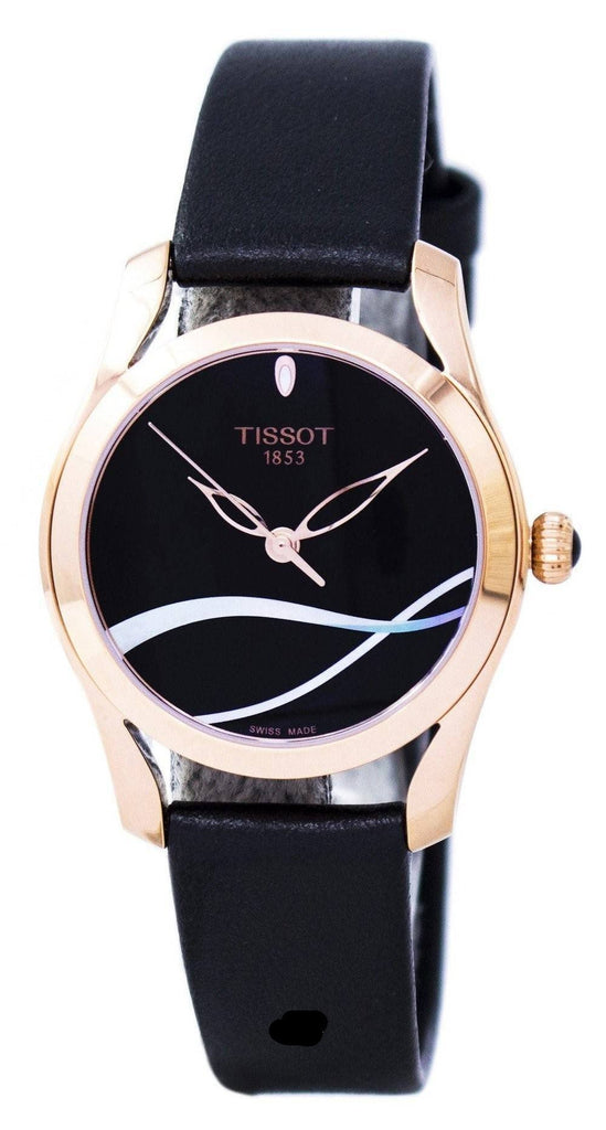 Tissot T Wave Black Dial Black Leather Strap Watch For Women - T112.210.36.051.00 Buy Now By Tissot