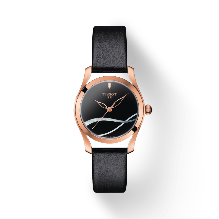 Tissot T Wave Black Dial Black Leather Strap Watch For Women - T112.210.36.051.00 Buy Now By Tissot
