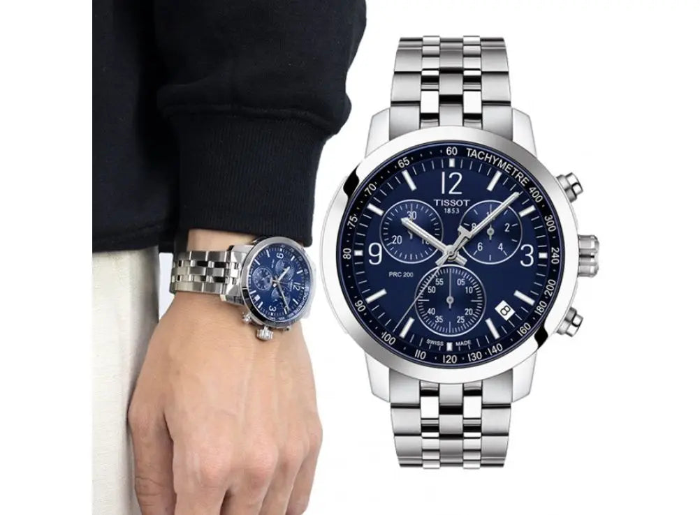 Tissot PRC 200 Chronograph Quartz Blue Dial Silver Steel Strap Watch For Men - T114.417.11.047.00 Buy Now By Tissot
