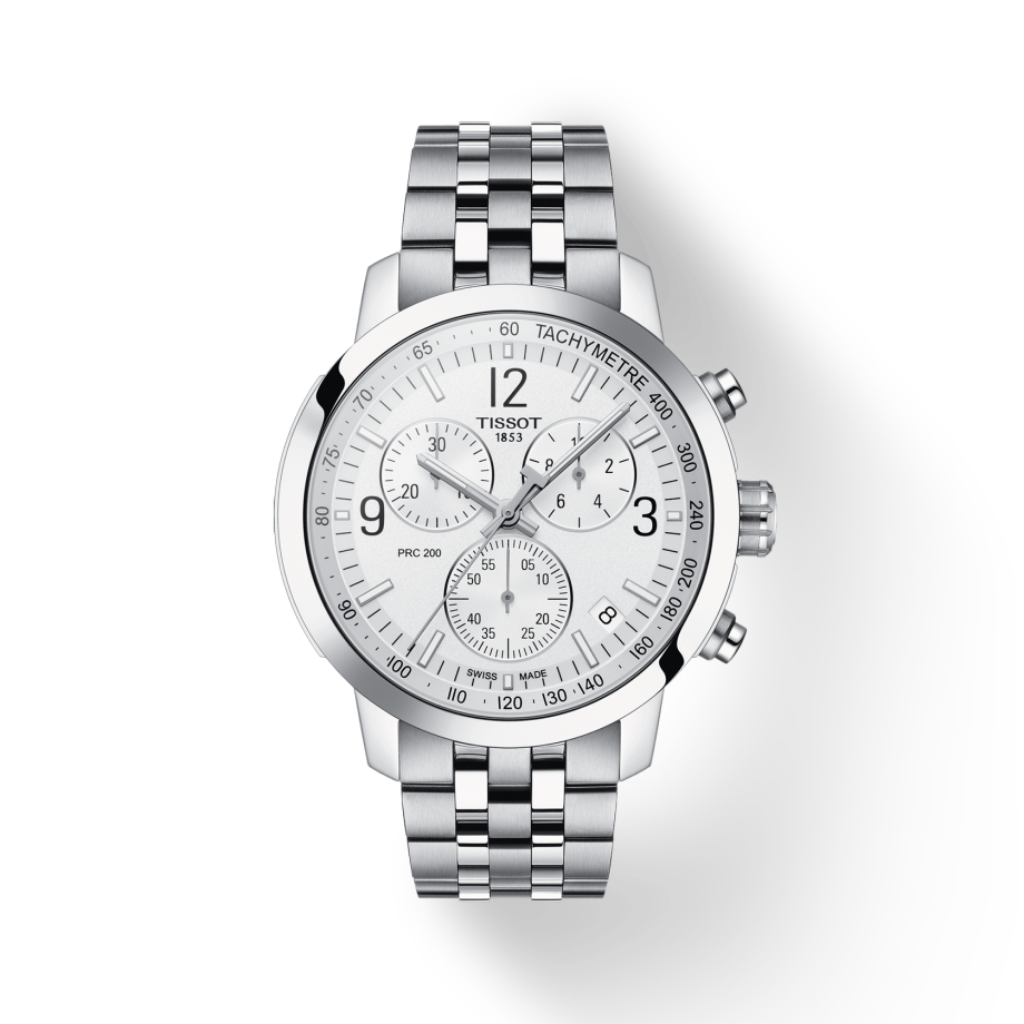 Tissot T Sport PRC 200 Chronograph White Dial Silver Steel Strap Watch For Men - T114.417.11.037.00 Buy Now By Tissot