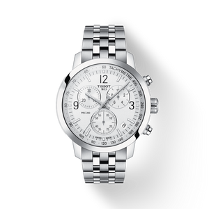 Tissot T Sport PRC 200 Chronograph White Dial Silver Steel Strap Watch For Men - T114.417.11.037.00 Buy Now By Tissot